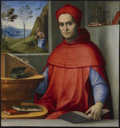 Portrait of a Cardinal in his Study by attributed to Lorenzo Costa